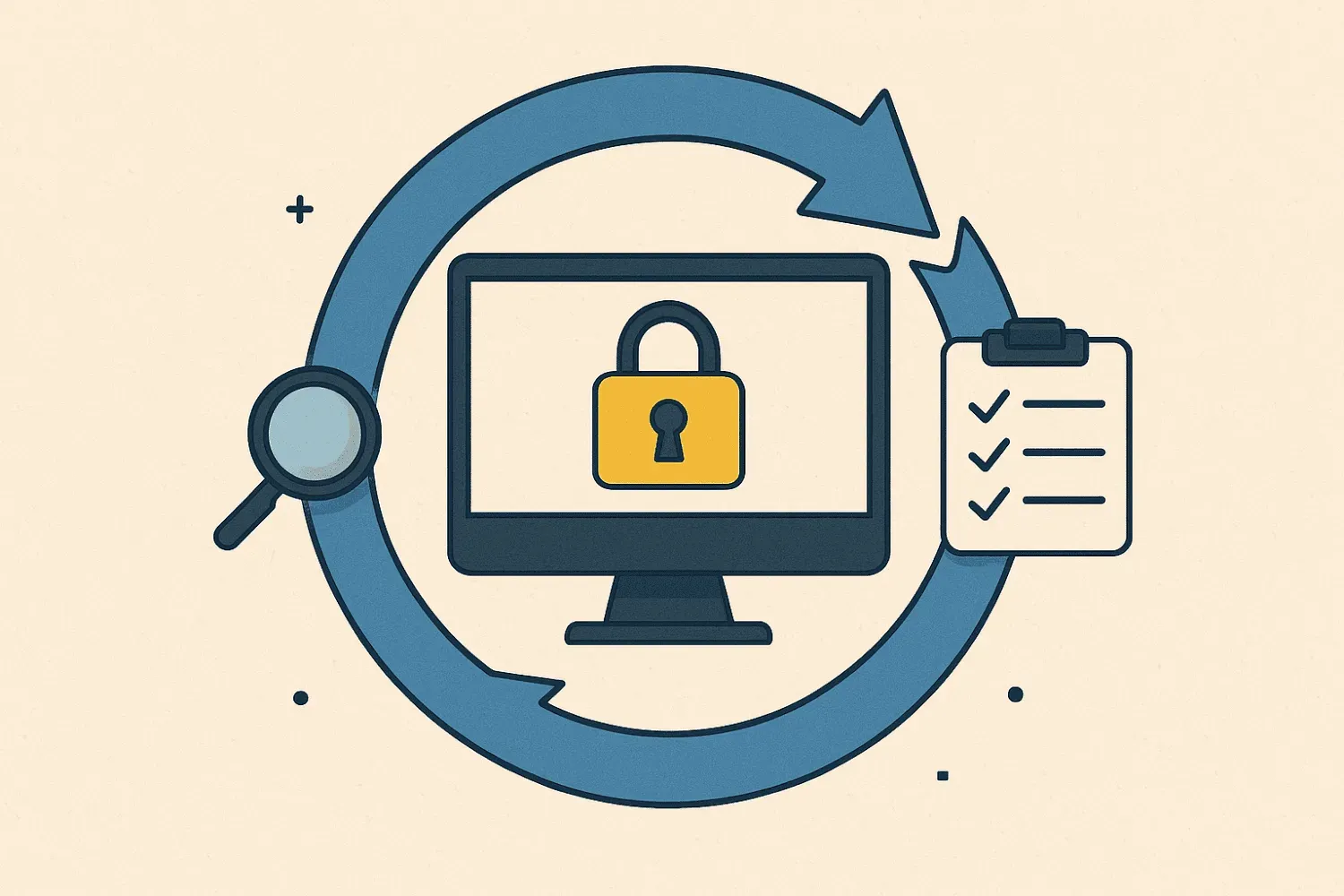 A continuous process symbolizing ongoing website security.