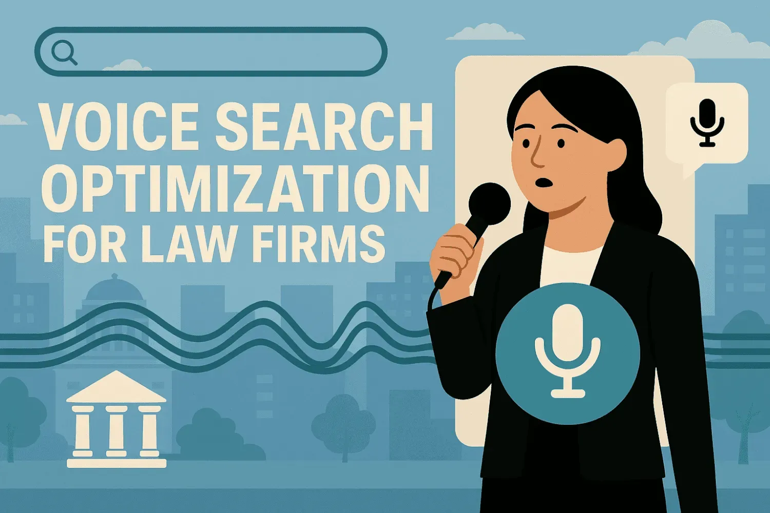 A graphic showcasing the importance of voice search optimization for law firms.