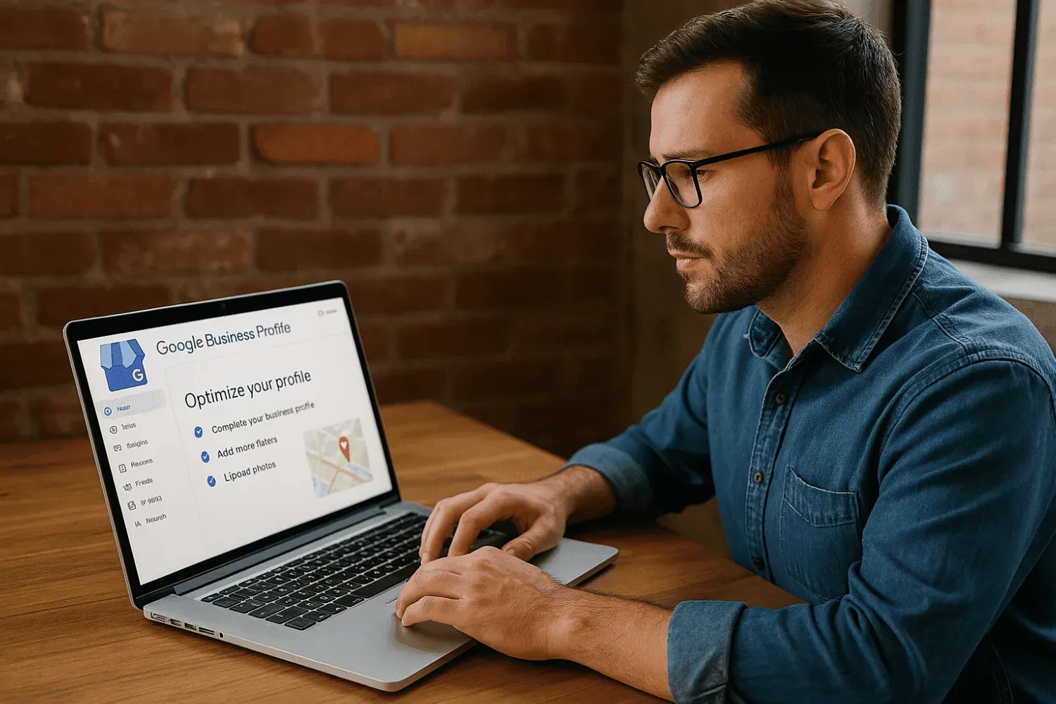 A local business owner optimizing their Google My Business profile.