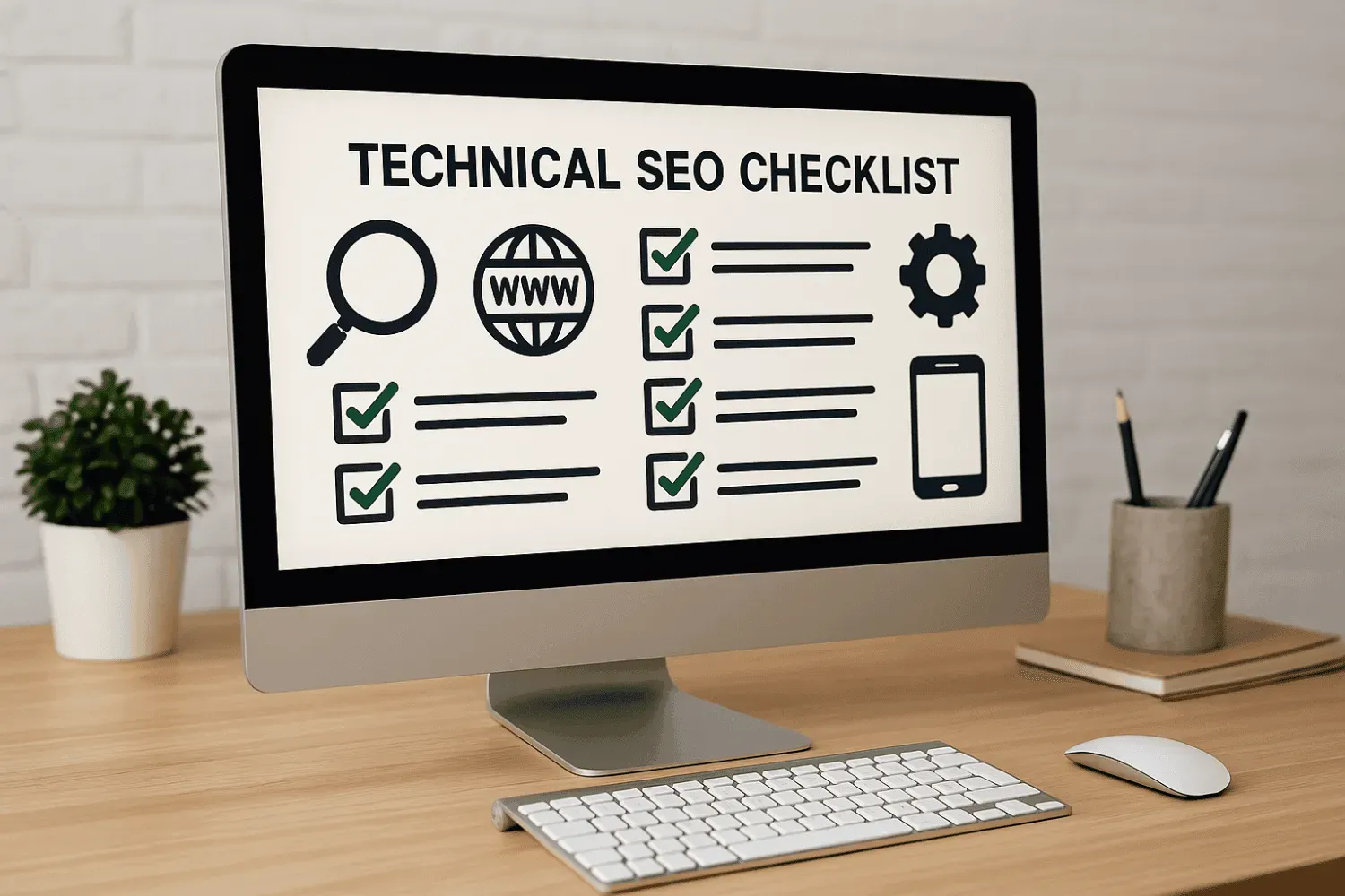 A technical SEO checklist displayed on a computer screen.