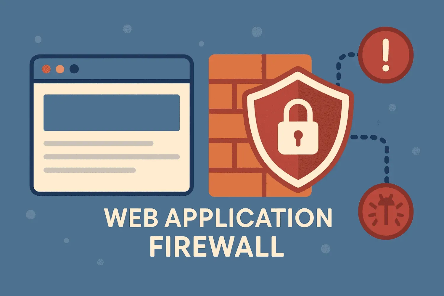 A visual representation of a web application firewall protecting a website.