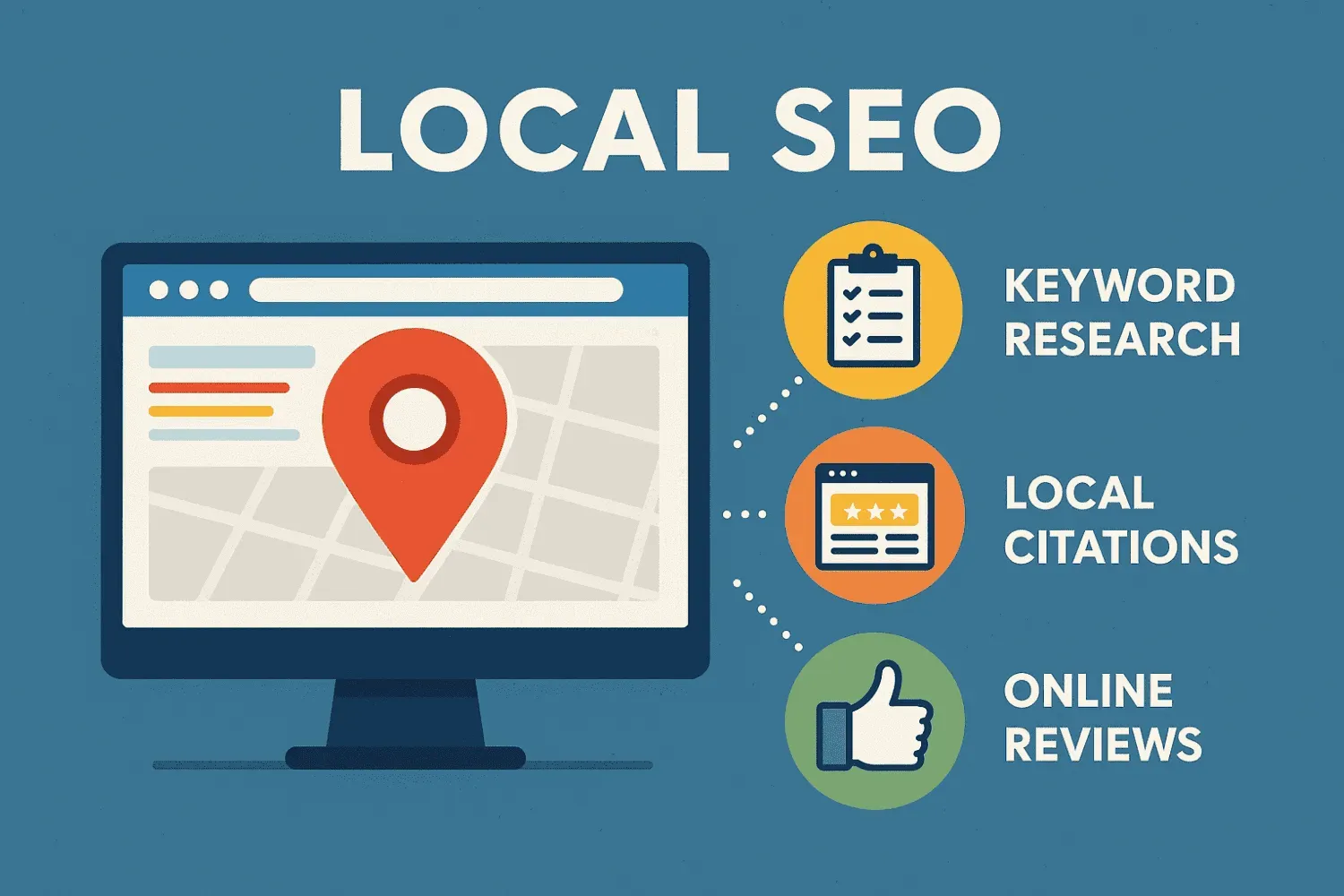 A visual representation of local SEO strategies for a website.