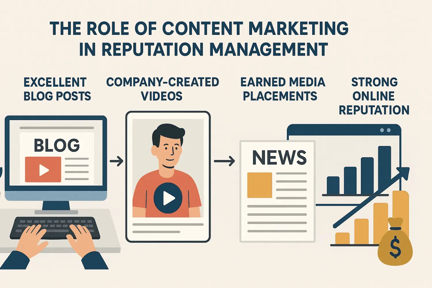 An image depicting content marketing strategies for reputation management.