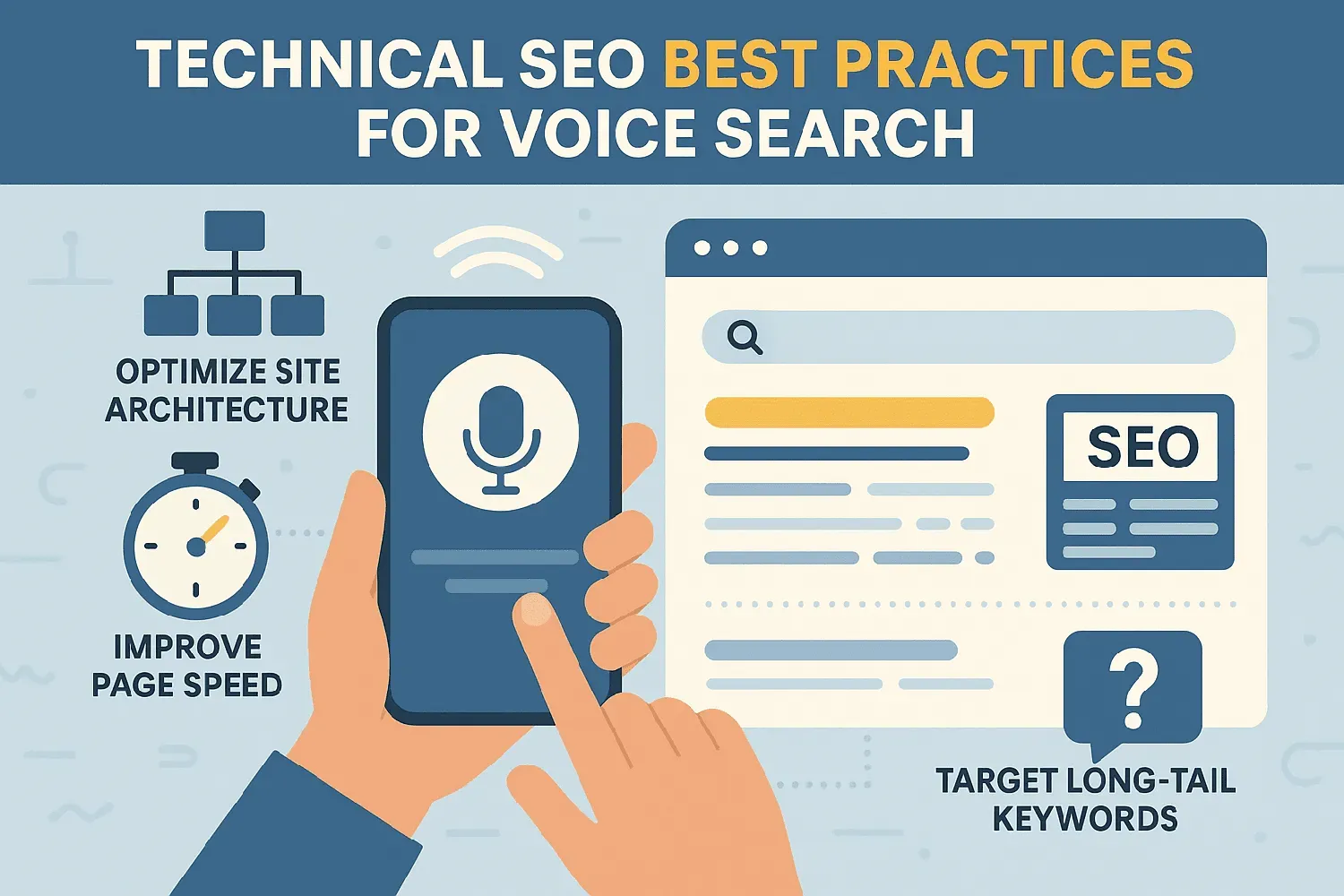 An image depicting technical SEO best practices for voice search.