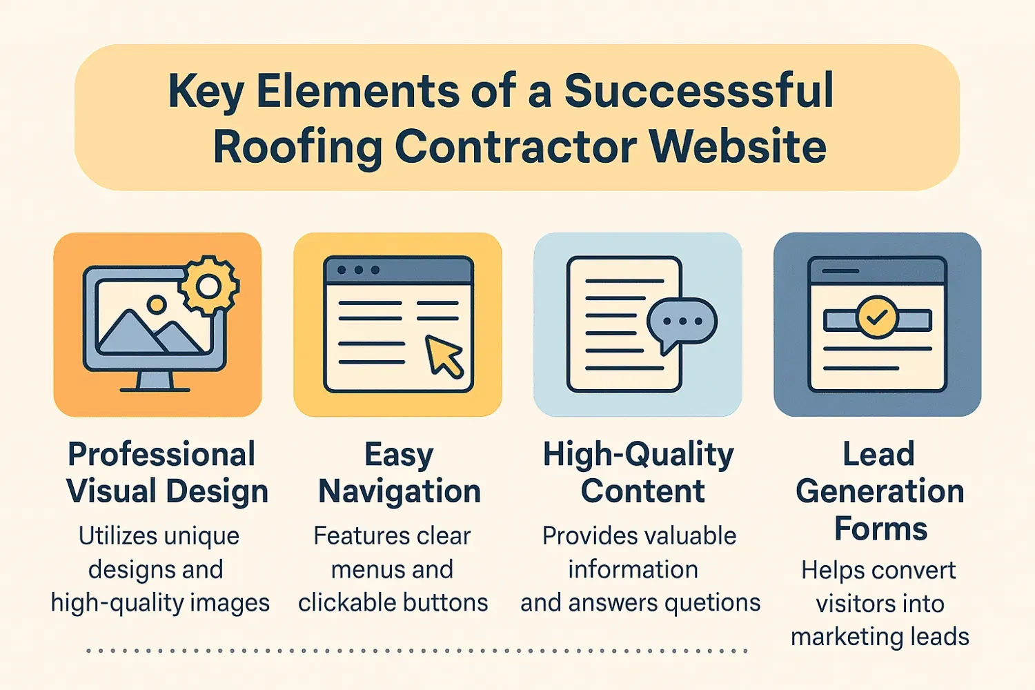 Key elements of a successful roofing contractor website.