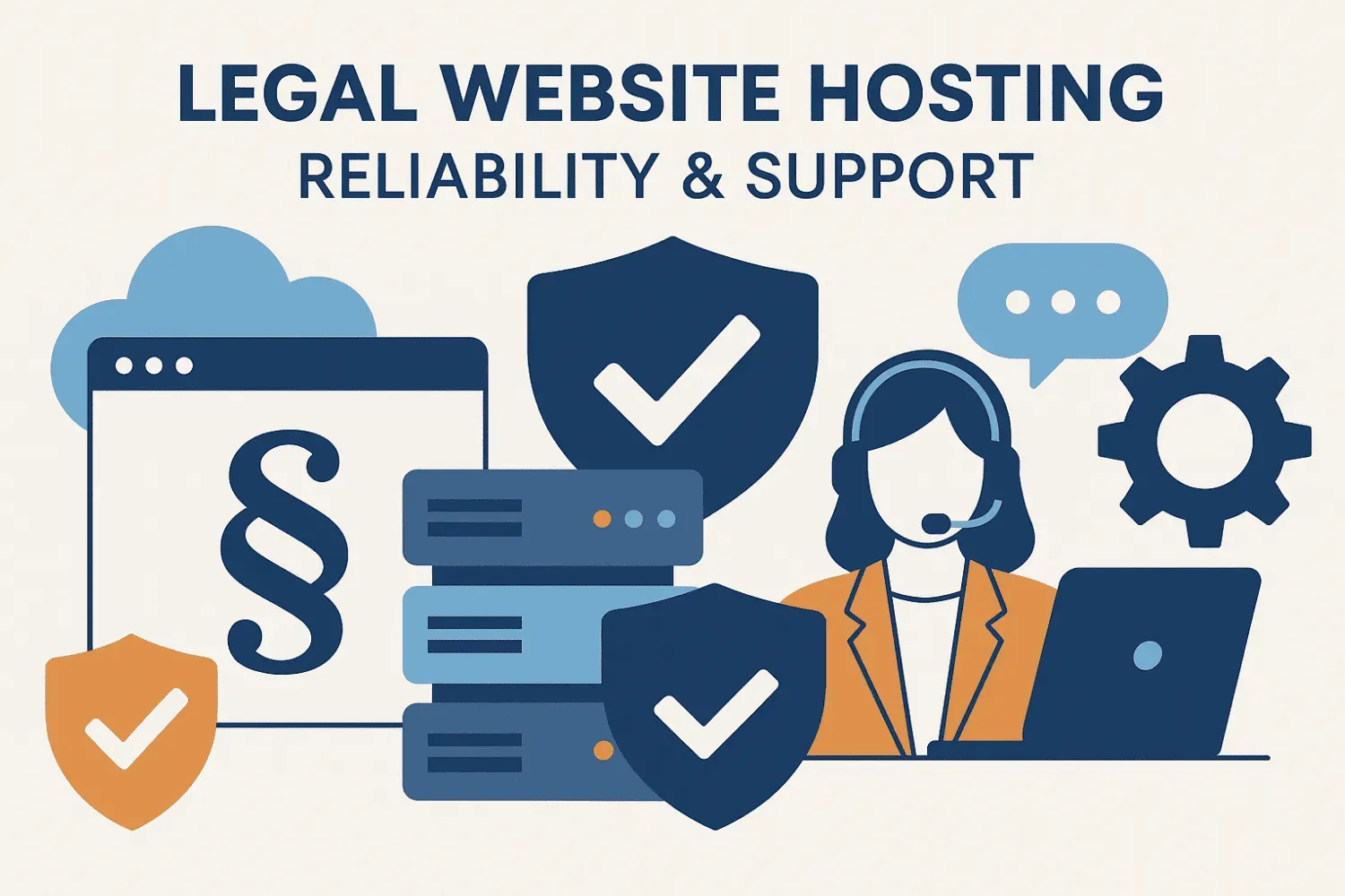 Key features of legal website hosting, emphasizing reliability and support.