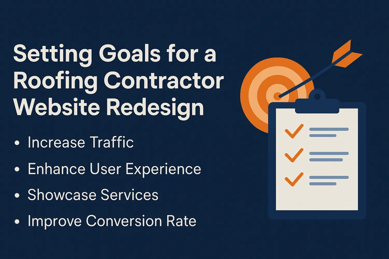 Setting goals for a roofing contractor website redesign.