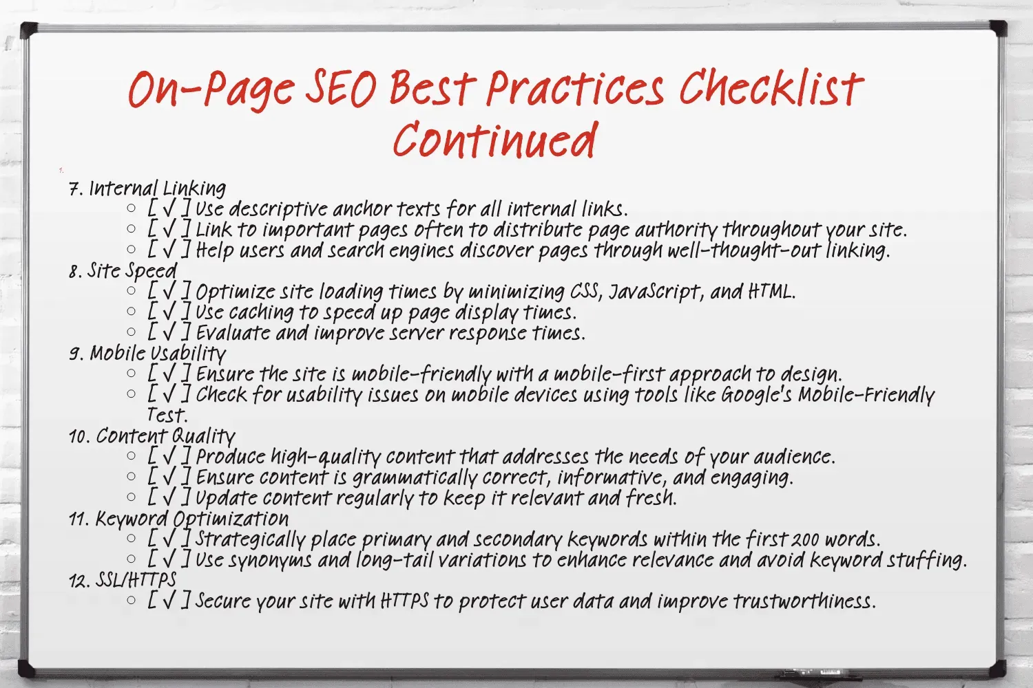 on-page SEO best practices checklist continued