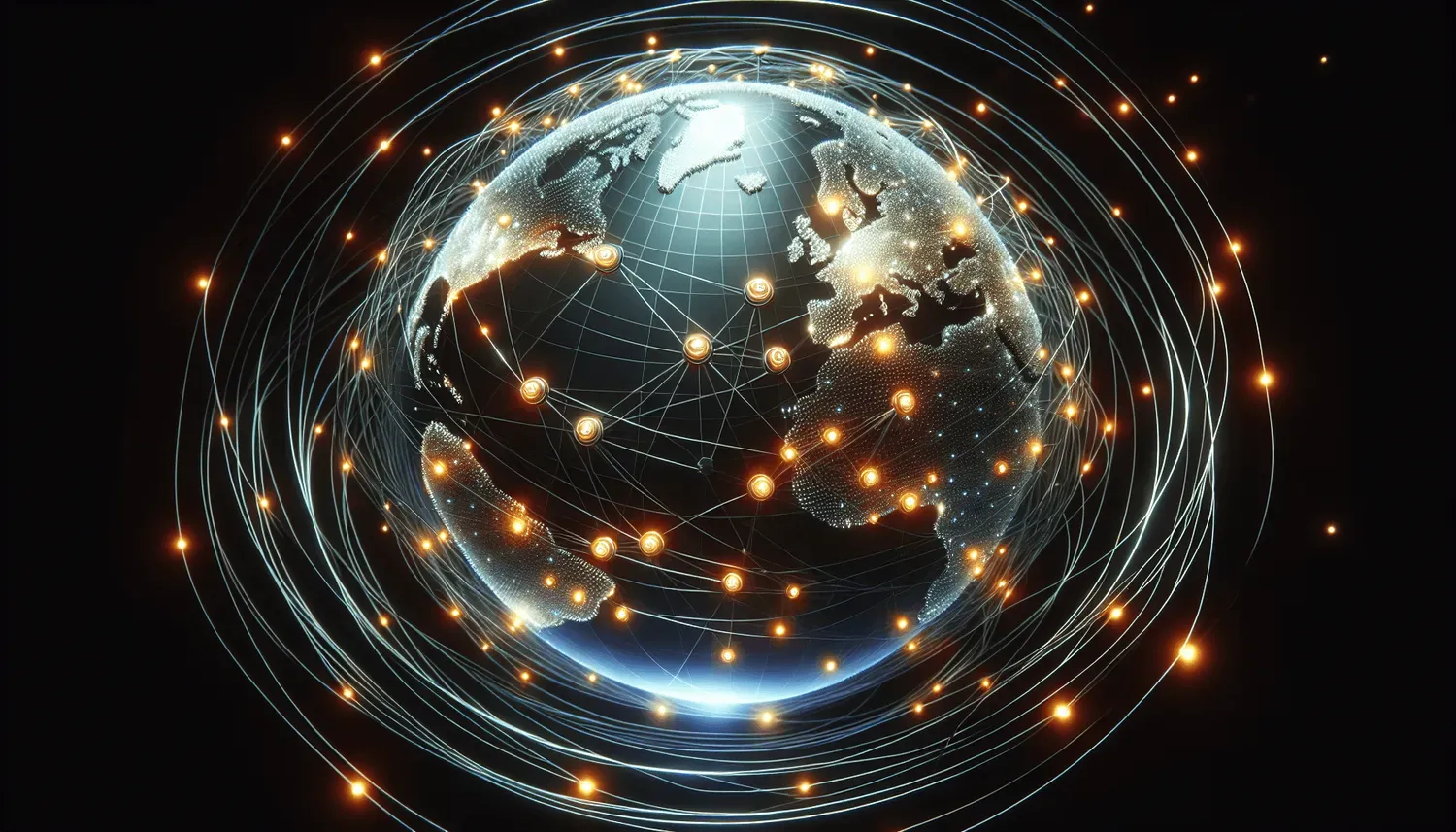 Illustration of a global map with content delivery network (CDN) nodes