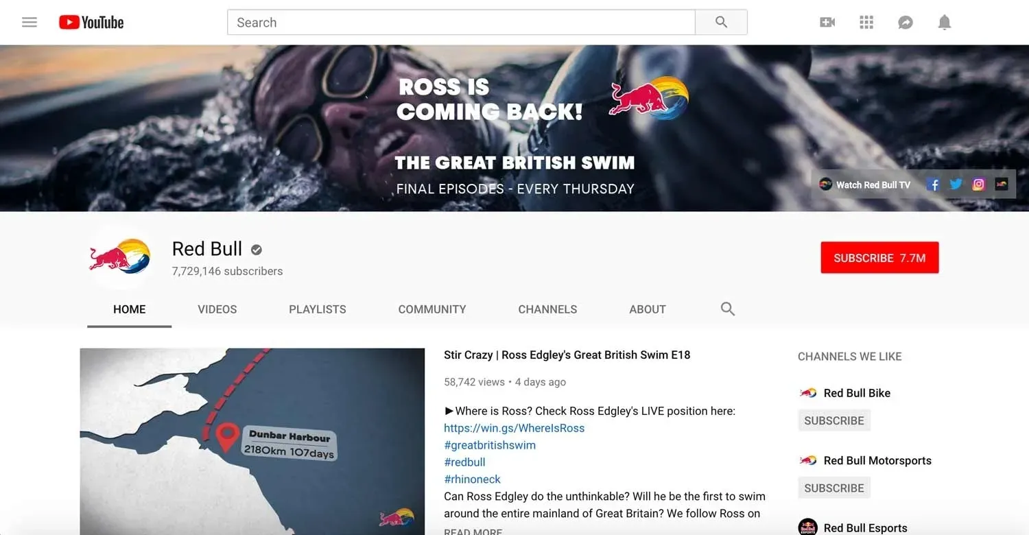 Red Bull Youtube success.